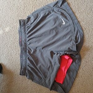 Nike Gray And Pink Dri-Fit 2-in-1 Running Shorts Womens Small